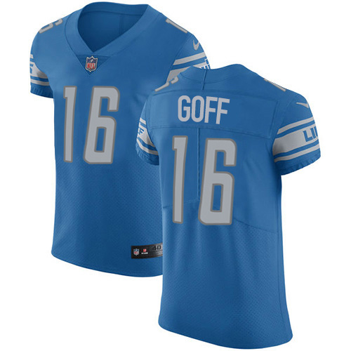 Personalized Detroit Lions #16 Jared Goff Blue Throwback Men’s Stitched NFL Untouchable Elite Jersey