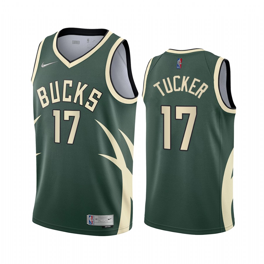 Personalized Milwaukee Bucks #17 P.J. Tucker Green NBA Swingman 2020-21 Earned Edition Jersey