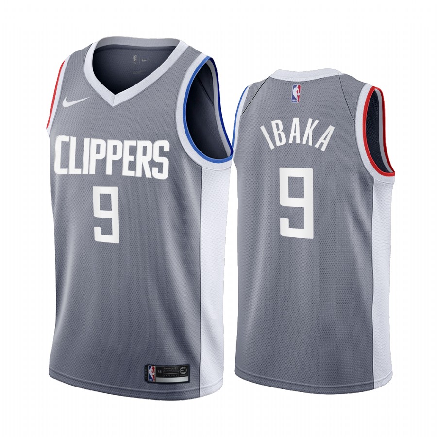 Personalized Los Angeles Clippers #9 Serge Ibaka Gray NBA Swingman 2020-21 Earned Edition Jersey
