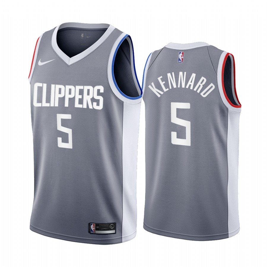 Personalized Los Angeles Clippers #5 Luke Kennard Gray NBA Swingman 2020-21 Earned Edition Jersey