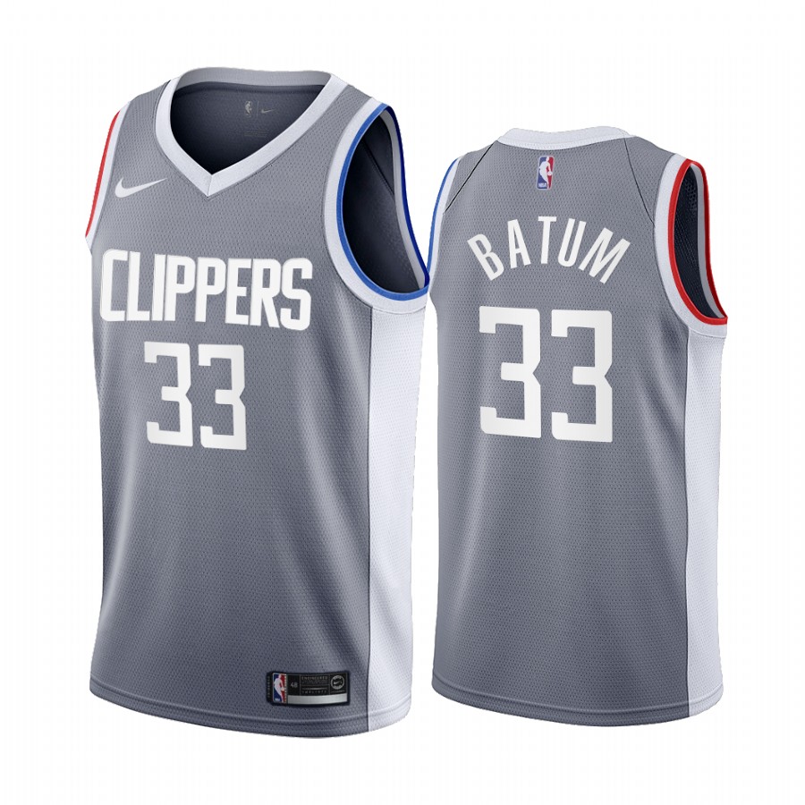 Personalized Los Angeles Clippers #33 Nicolas Batum Gray NBA Swingman 2020-21 Earned Edition Jersey