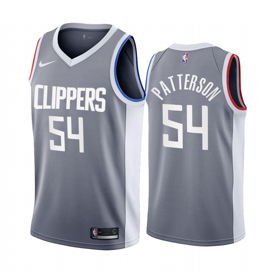 Personalized Los Angeles Clippers #54 Patrick Patterson Gray NBA Swingman 2020-21 Earned Edition Jersey