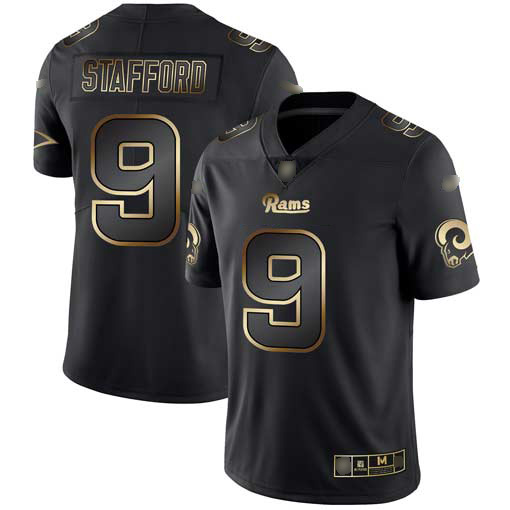 Personalized Los Angeles Rams #9 Matthew Stafford Black Gold Men’s Stitched NFL Untouchable Limited Jersey