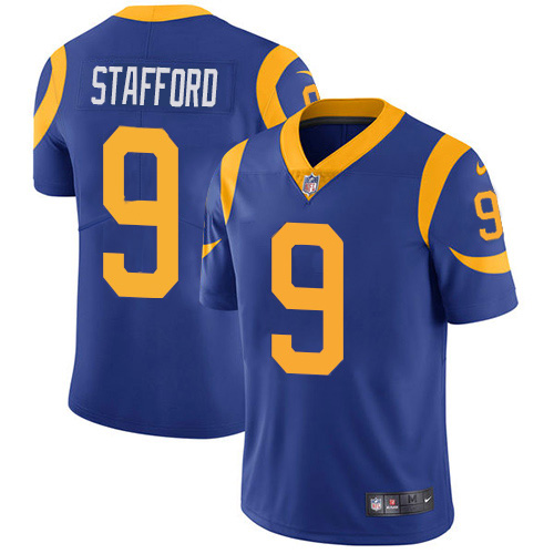 Personalized Los Angeles Rams #9 Matthew Stafford Royal Blue Alternate Men’s Stitched NFL Untouchable Limited Jersey