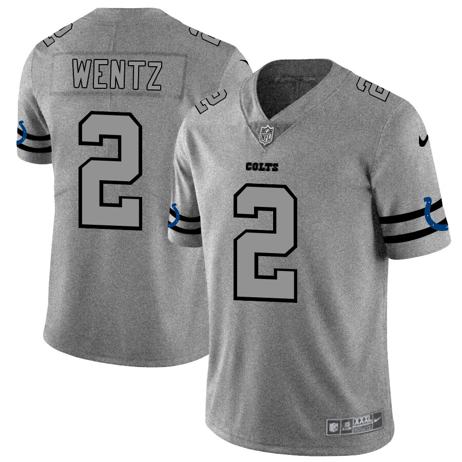 Personalized Indianapolis Colts #2 Carson Wentz Men’s Gray Gridiron II Untouchable Limited NFL Jersey