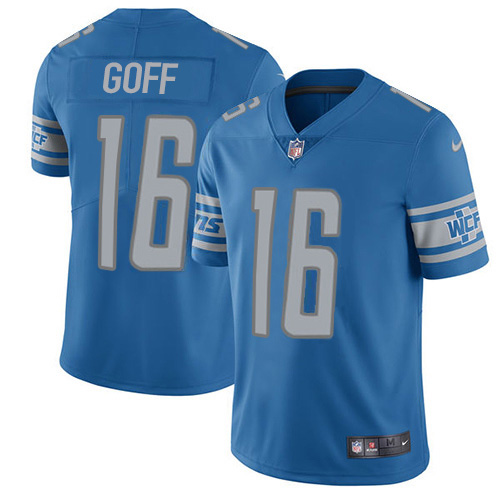 Personalized Detroit Lions #16 Jared Goff Blue Team Color Men’s Stitched NFL Untouchable Limited Jersey