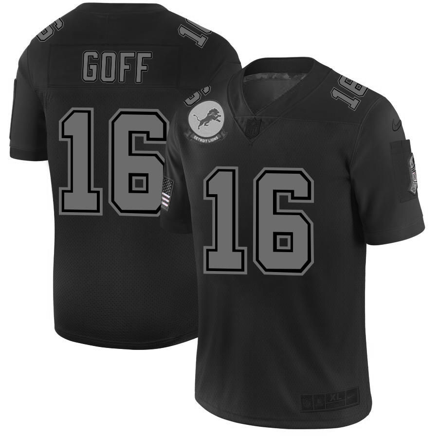 Personalized Detroit Lions #16 Jared Goff Men’s Black 2019 Salute to Service Limited Stitched NFL Jersey
