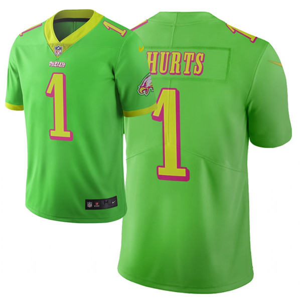 Personalized Men’s Philadelphia Eagles #1 Jalen Hurts Green City Edition Limited Jersey