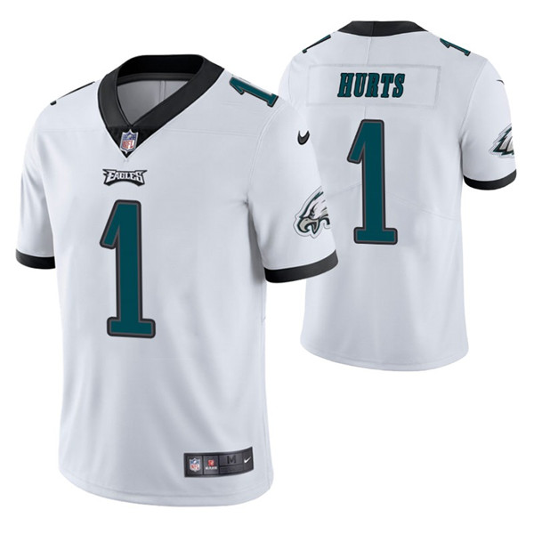 Personalized Eagles #1 Jalen Hurts White Men’s Stitched NFL Untouchable Limited Jersey