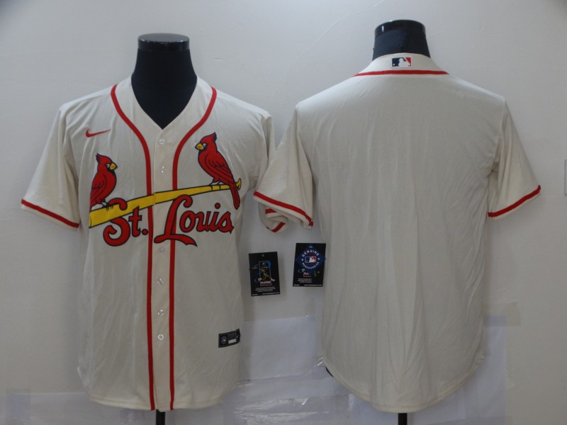 Personalized Men’s St. Louis Cardinals Cream Stitched MLB Blank Cool Base Jersey