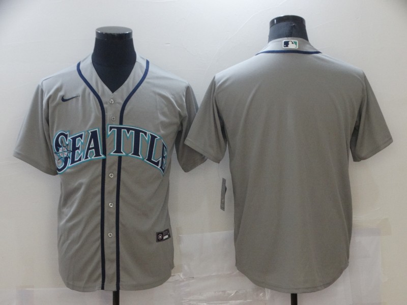 Personalized Men’s Seattle Mariners Grey Stitched MLB Blank Cool Base Jersey