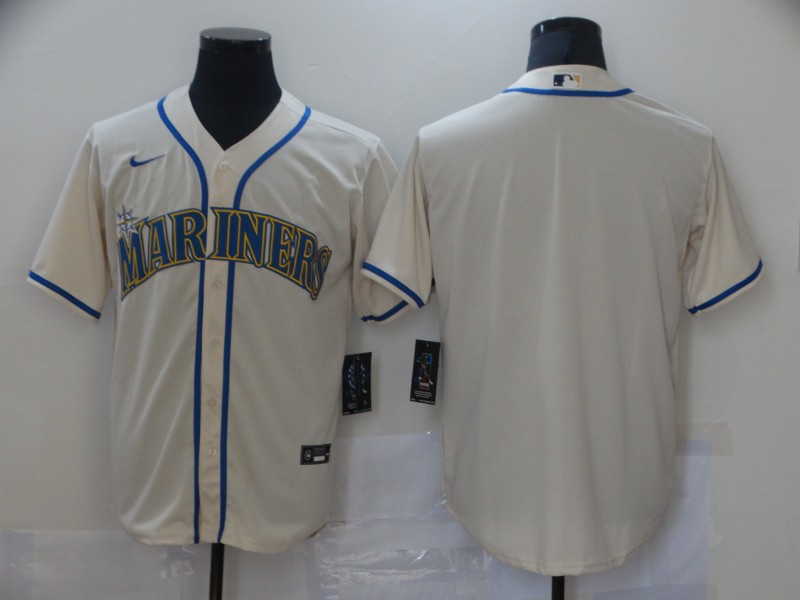 Personalized Men’s Seattle Mariners Cream Stitched MLB Blank Cool Base Jersey