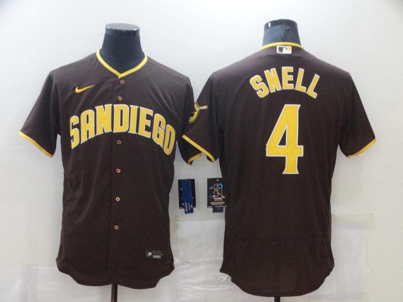 Personalized Men’s San Diego Padres #4 SNELL Brown stitched MLB Jersey