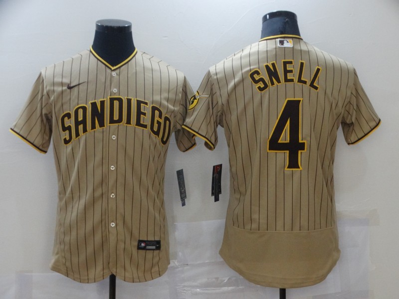 Personalized Men’s San Diego Padres #4 SNELL Brown Authentic Alternate Player Jersey