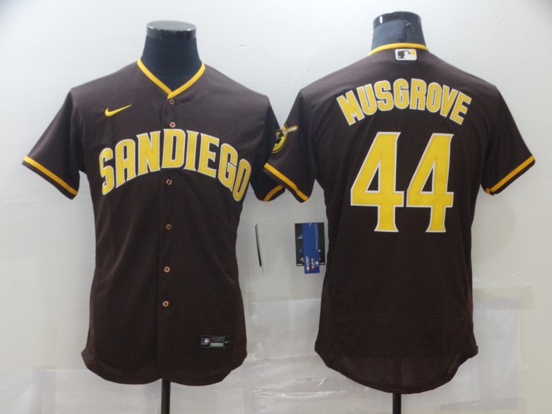 Personalized Men’s San Diego Padres #44 Musgrove Brown Tan Authentic Alternate Player Jersey