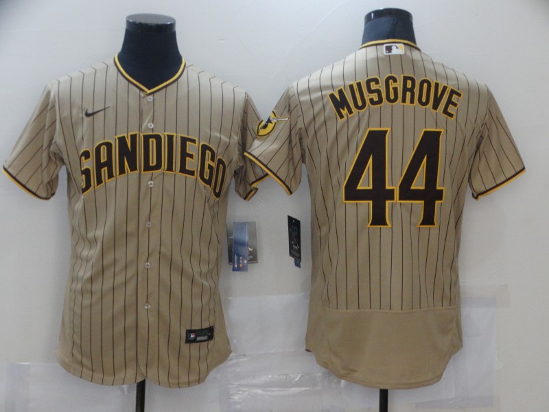 Personalized Men’s San Diego Padres #44 Musgrove Tan Brown Authentic Alternate Player Jersey