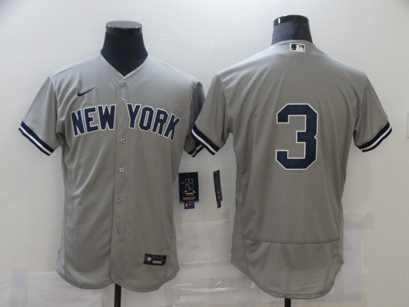 Personalized Men’s New York Yankees #3 Babe Ruth Gray MLB Jersey