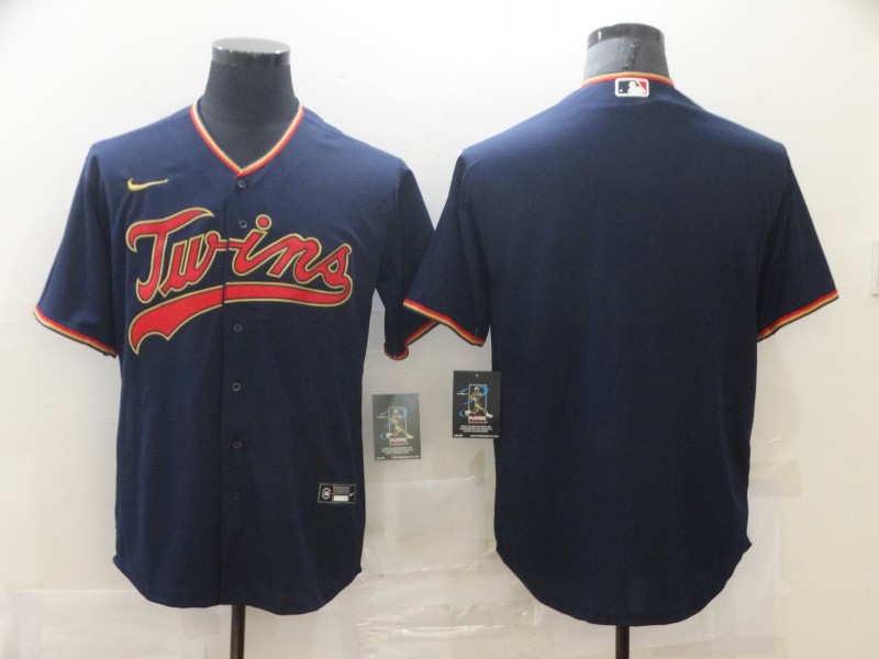Personalized Men’s Minnesota Twins Navy Blue Alternate Authentic Team Blank MLB Jersey
