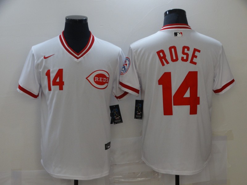 Personalized Men’s Cincinnati Reds #14 Pete Rose White 1976 Throwback Jersey