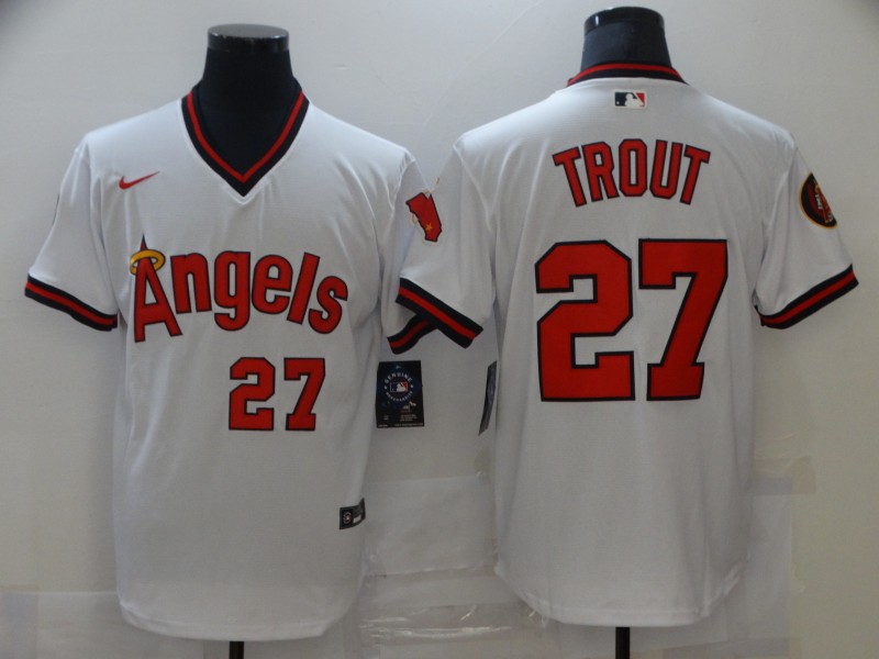 Personalized Men’s Angels 27 Mike Trout White Cool Base Jersey