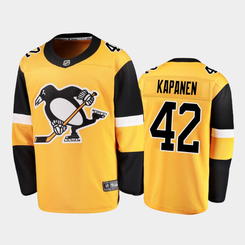 Personalized Pittsburgh Penguins #42 Kasperi Kapanen Yellow Stitched NHL Jersey
