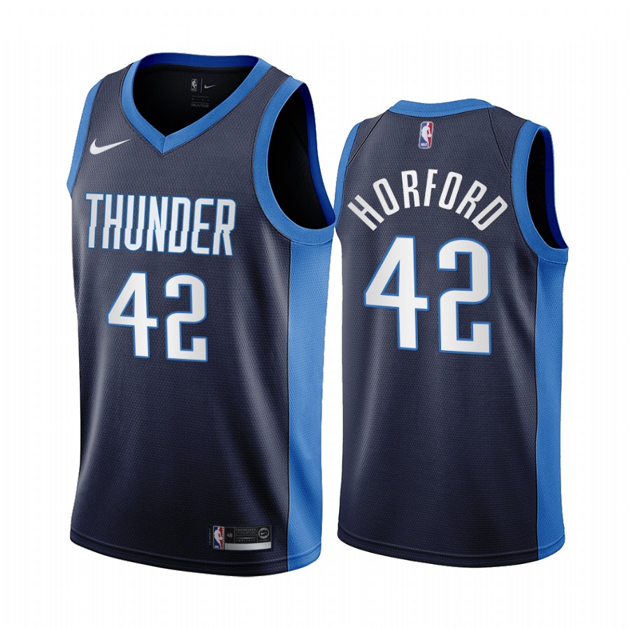 Personalized Oklahoma City Thunder #42 Al Horford Navy NBA Swingman 2020-21 Earned Edition Jersey