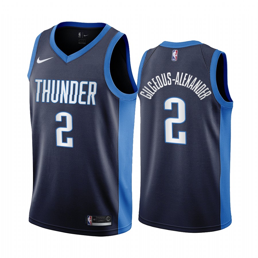 Personalized Oklahoma City Thunder #2 Shai Gilgeous-Alexander Navy NBA Swingman 2020-21 Earned Edition Jersey