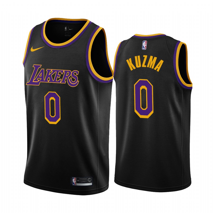 Personalized Los Angeles Lakers #0 Kyle Kuzma Black NBA Swingman 2020-21 Earned Edition Jersey