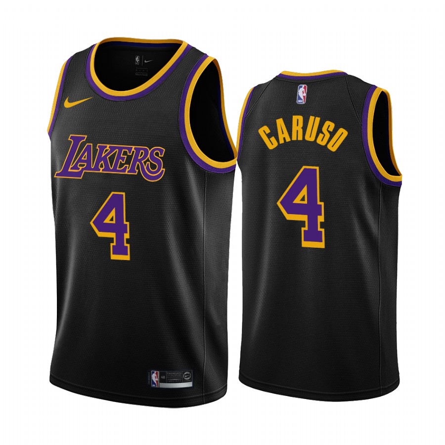 Personalized Los Angeles Lakers #4 Alex Caruso Black NBA Swingman 2020-21 Earned Edition Jersey