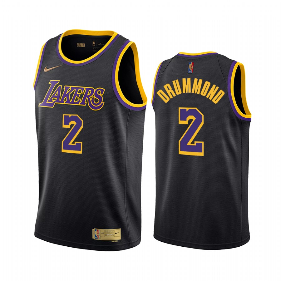 Personalized Los Angeles Lakers #2 Andre Drummond Black NBA Swingman 2020-21 Earned Edition Jersey