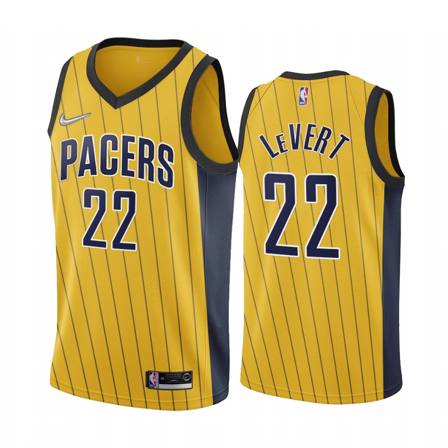 Personalized Indiana Pacers #22 Caris LeVert Gold NBA Swingman 2020-21 Earned Edition Jersey