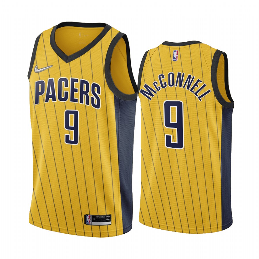 Personalized Indiana Pacers #9 T.J. McConnell Gold NBA Swingman 2020-21 Earned Edition Jersey