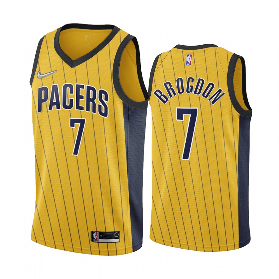 Personalized Indiana Pacers #7 Malcolm Brogdon Gold NBA Swingman 2020-21 Earned Edition Jersey