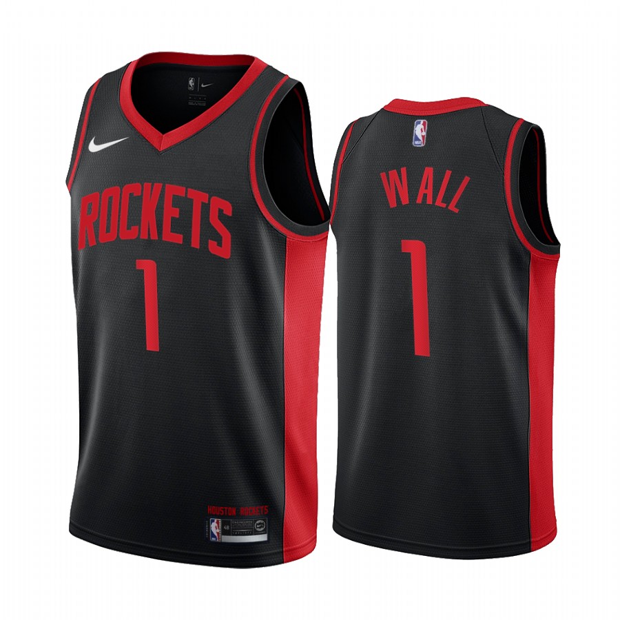 Personalized Houston Rockets #1 John Wall Black NBA Swingman 2020-21 Earned Edition Jersey