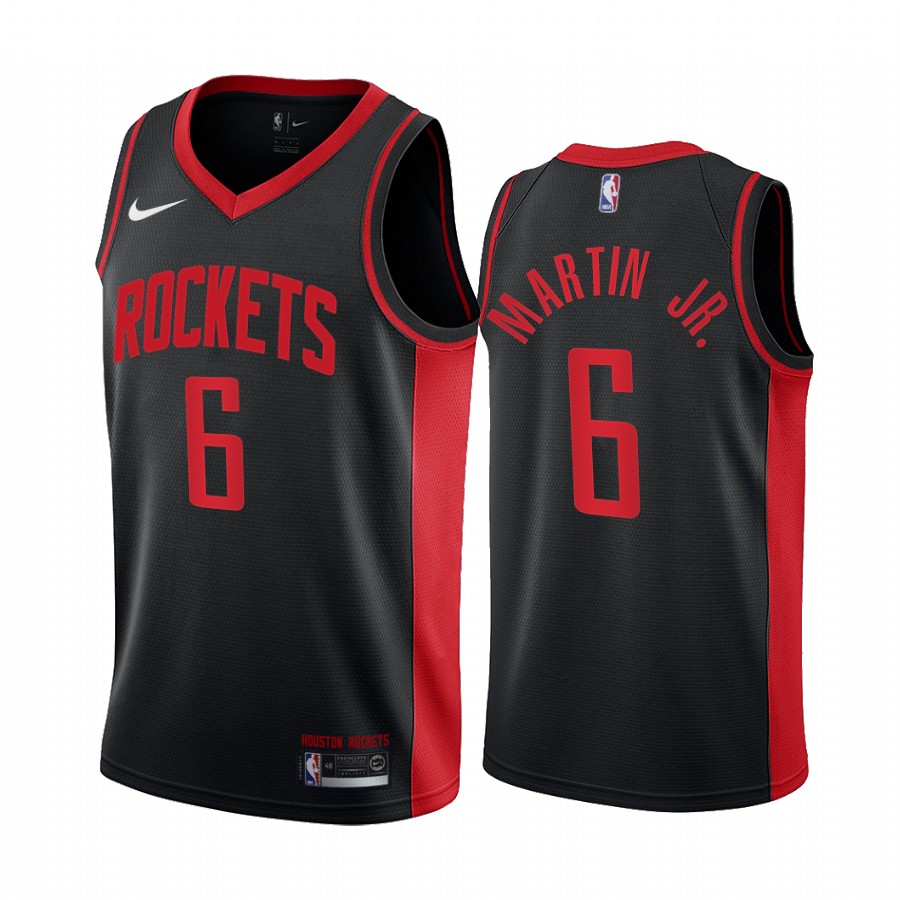 Personalized Houston Rockets #6 Kenyon Martin Jr. Black NBA Swingman 2020-21 Earned Edition Jersey