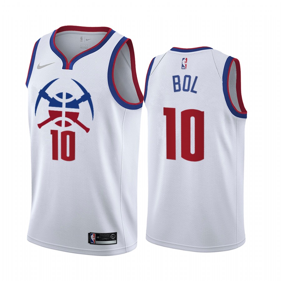 Personalized Denver Nuggets #10 Bol Bol White NBA Swingman 2020-21 Earned Edition Jersey