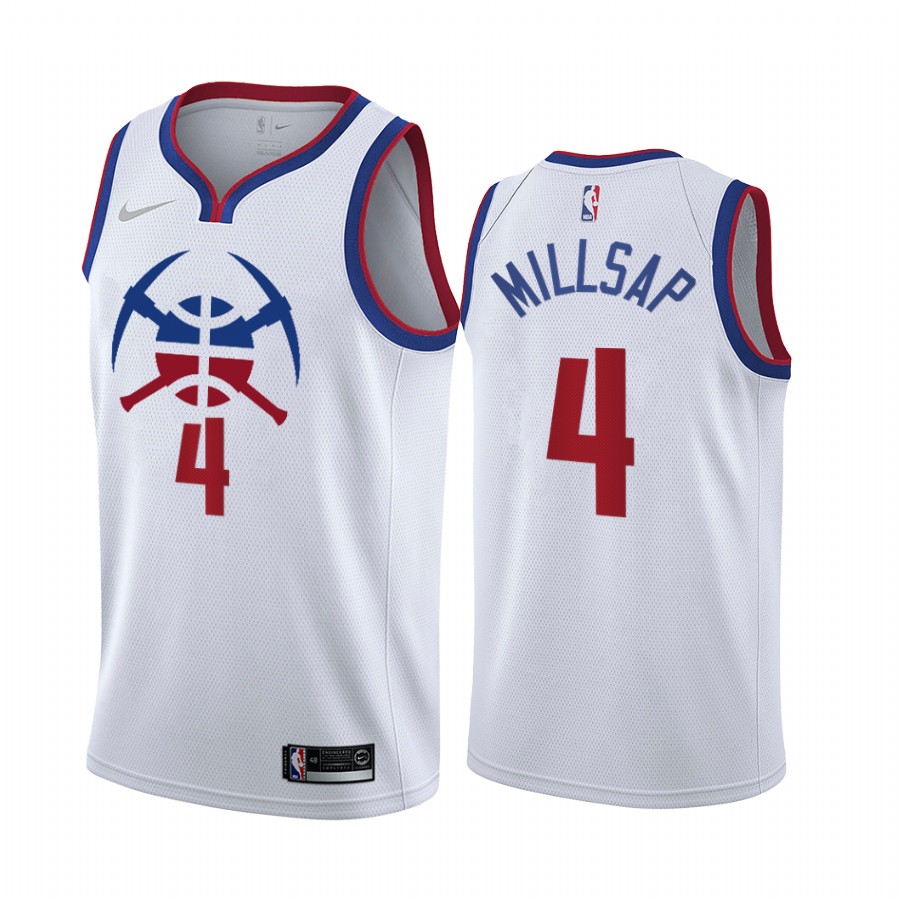Personalized Denver Nuggets #4 Paul Millsap White NBA Swingman 2020-21 Earned Edition Jersey