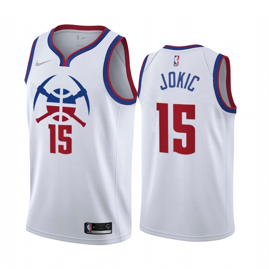 Personalized Denver Nuggets #15 Nikola Jokic White NBA Swingman 2020-21 Earned Edition Jersey