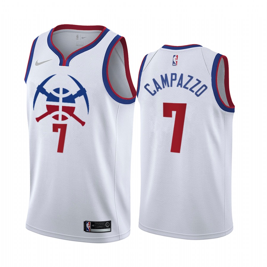 Personalized Denver Nuggets #7 Facundo Campazzo White NBA Swingman 2020-21 Earned Edition Jersey