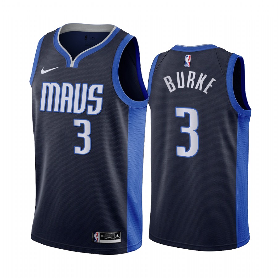 Personalized Dallas Mavericks #3 Trey Burke Navy NBA Swingman 2020-21 Earned Edition Jersey