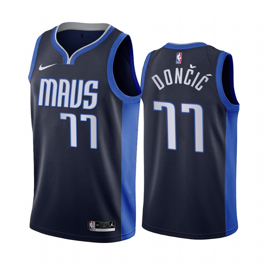 Personalized Dallas Mavericks #77 Luka Doncic Navy NBA Swingman 2020-21 Earned Edition Jersey