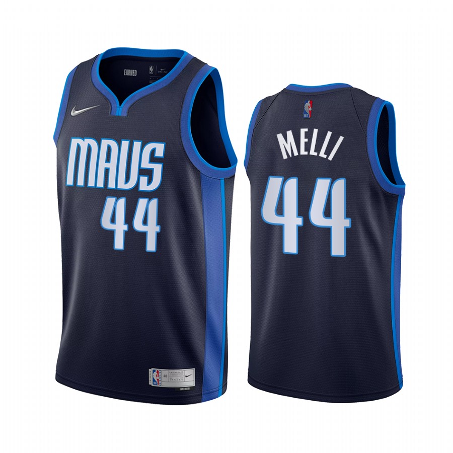 Personalized Dallas Mavericks #44 Nicolo Melli Navy NBA Swingman 2020-21 Earned Edition Jersey