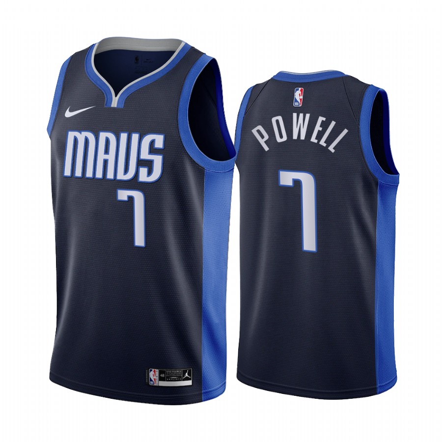 Personalized Dallas Mavericks #7 Dwight Powell Navy NBA Swingman 2020-21 Earned Edition Jersey