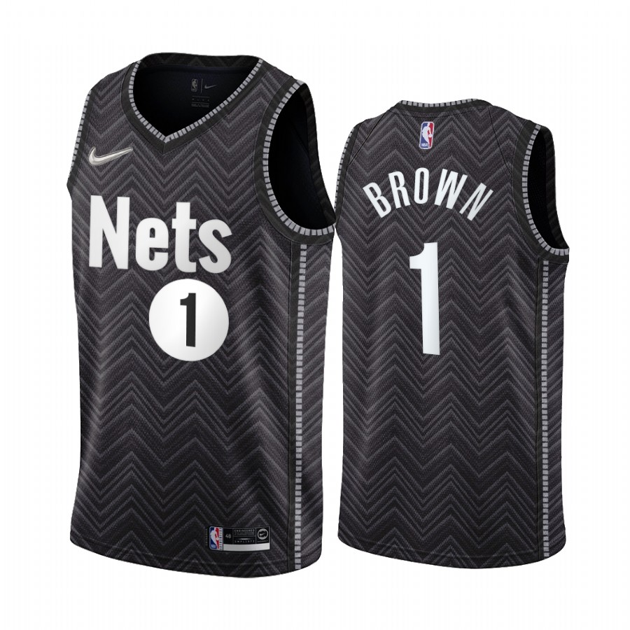 Personalized Brooklyn Nets #1 Bruce Brown Black NBA Swingman 2020-21 Earned Edition Jersey