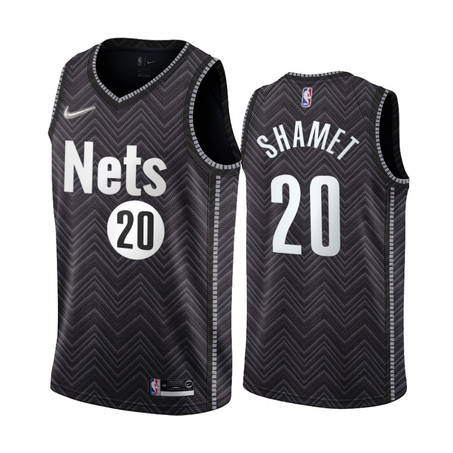 Personalized Brooklyn Nets #20 Landry Shamet Black NBA Swingman 2020-21 Earned Edition Jersey