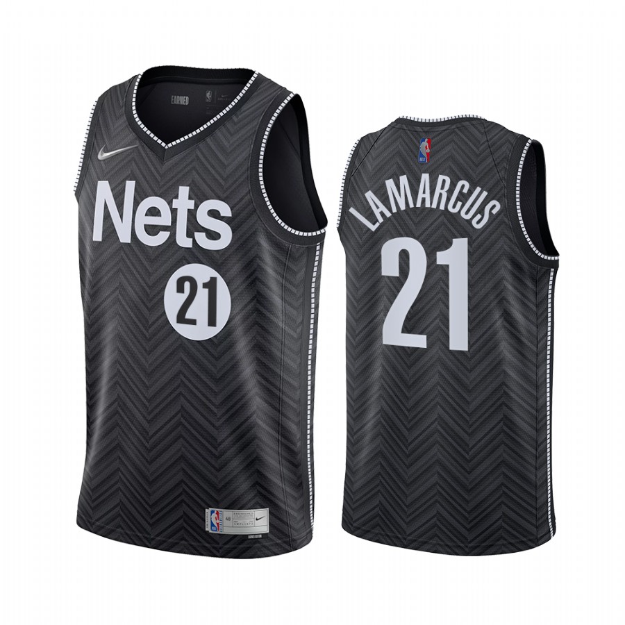 Personalized Brooklyn Nets #21 LaMarcus Aldridge Black NBA Swingman 2020-21 Earned Edition Jersey