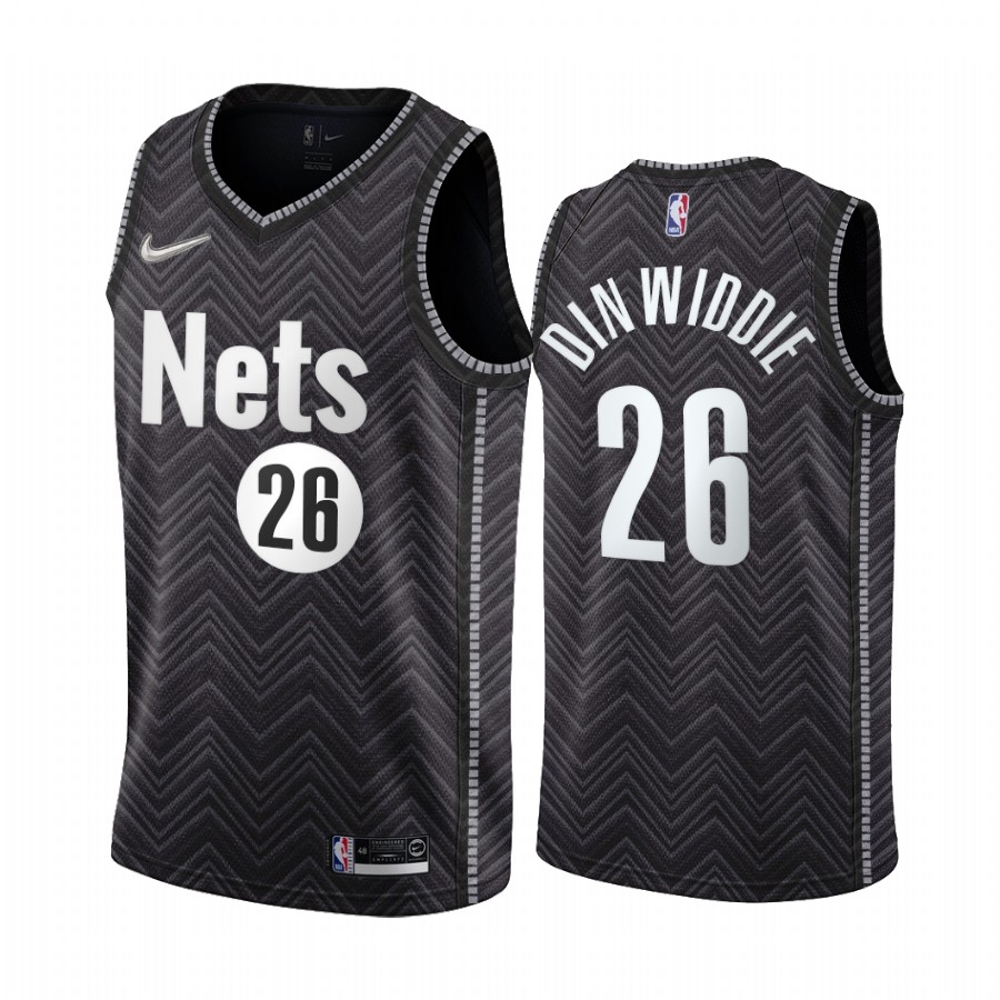 Personalized Brooklyn Nets #26 Spencer Dinwiddie Black NBA Swingman 2020-21 Earned Edition Jersey