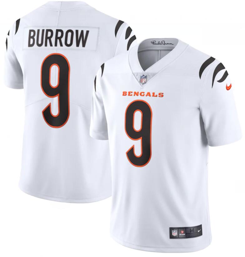 Personalized Bengals 9 Joe Burrow White Limited Jersey