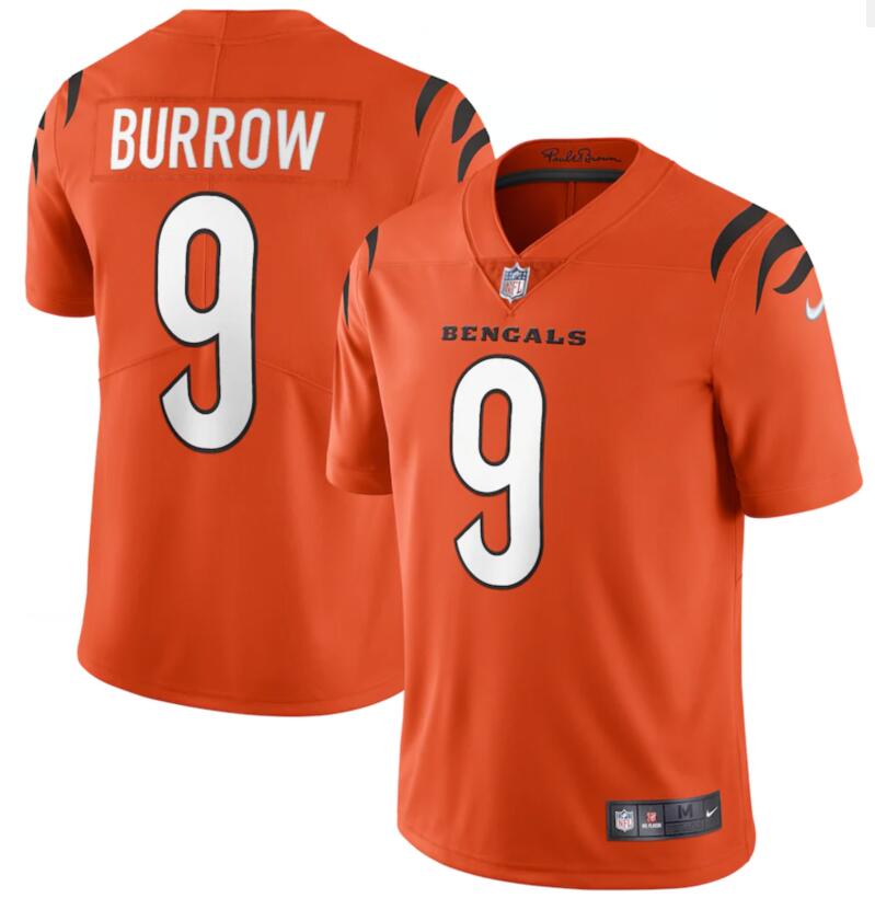 Personalized Bengals 9 Joe Burrow Orange Limited Jersey