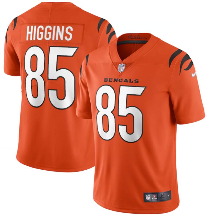 Personalized Bengals 85 Tee Higgins Orange Limited Jersey